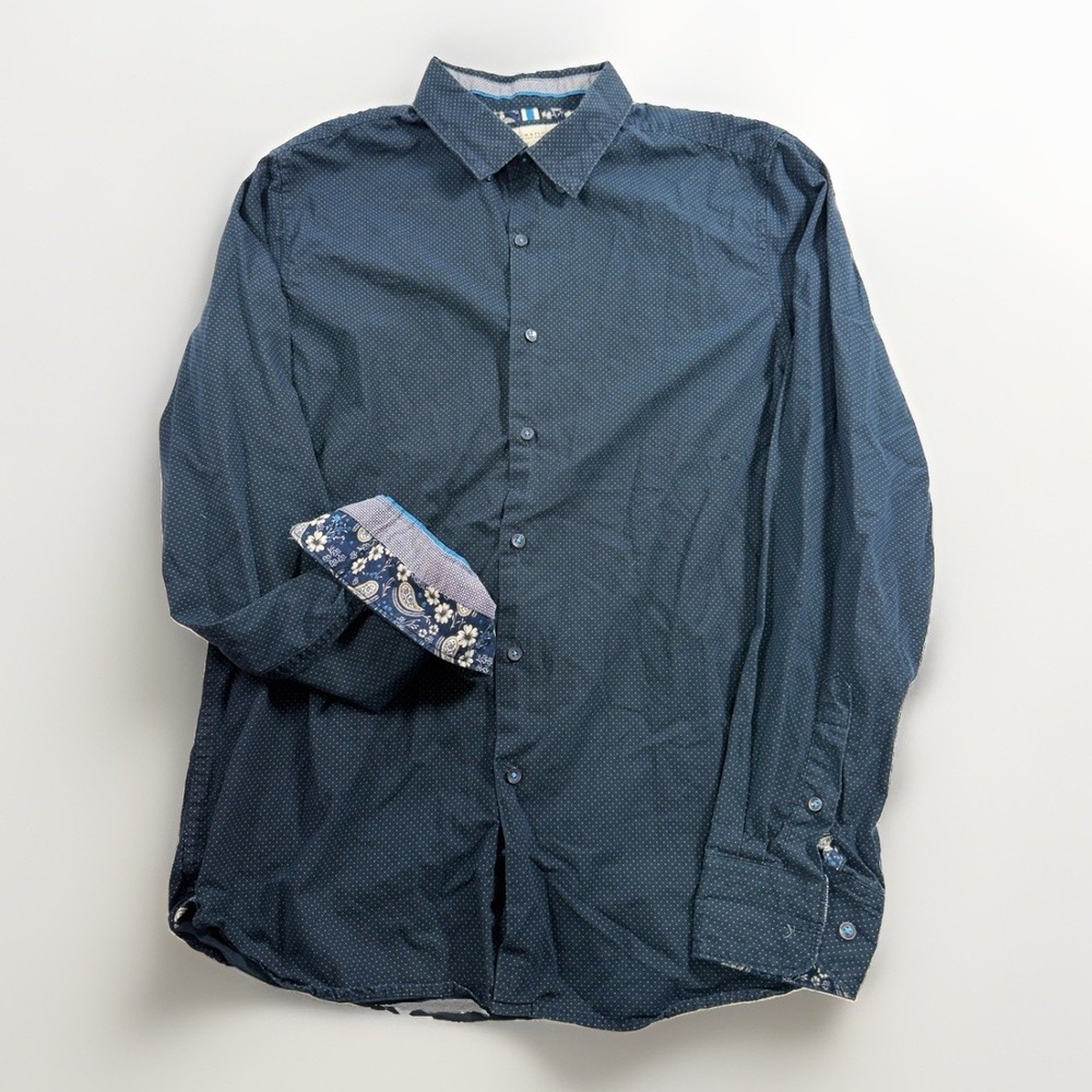 Men's Denim and Flower Long Sleeve Button Down Paisley Inlet Medium Dressy